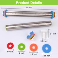 Adjustable Rolling Pin with Thickness Rings for Baking - Stainless Steel Design, Ideal for Cookie Decorating & Fondant Cake B...