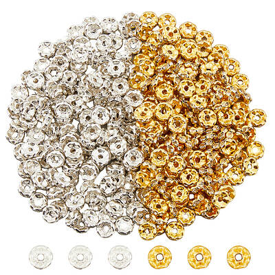 320Pcs 2 Colors Iron Rhinestone Spacer Beads