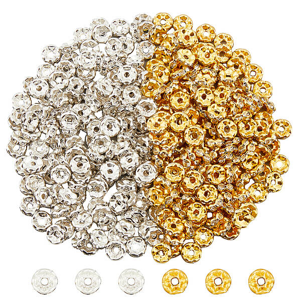 320Pcs 2 Colors Iron Rhinestone Spacer Beads