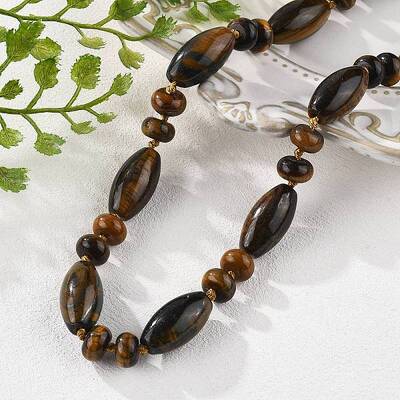 Natural Tiger Eye Beaded Necklaces