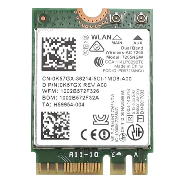 K57GX Dell Dual-Band 867Mbps 802.11 ac/a/b/g/n PCI-Express Bluetooth 4.0 M.2 Wireless G Network Card
