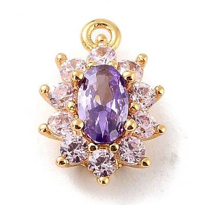 Eco-Friendly Brass Micro Pave Cubic Zirconia Charms