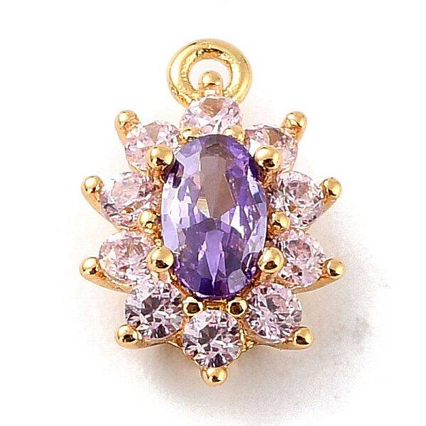 Eco-Friendly Brass Micro Pave Cubic Zirconia Charms