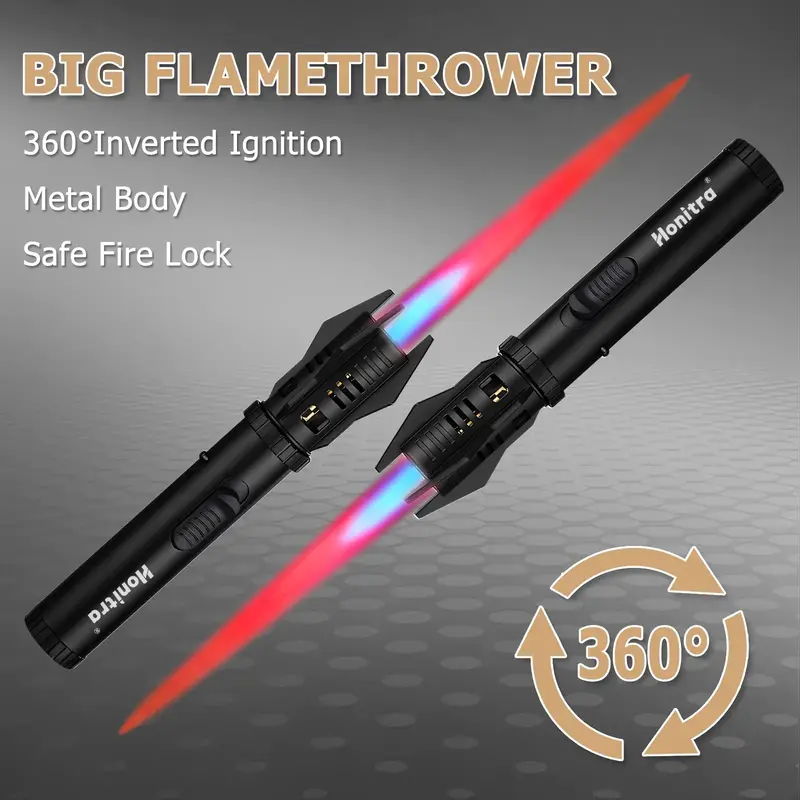 Butane Lighters Adjustable Jet Flame Torch Lighters Windproof 8 Portable Lighter Candle Campfires BBQs Kitchen (Butane Not ...