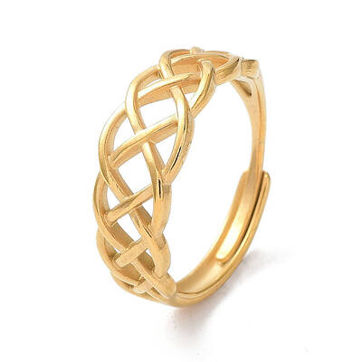 Ion Plating(IP) 304 Stainless Steel Hollow Sailor's Knot Adjustable Rings