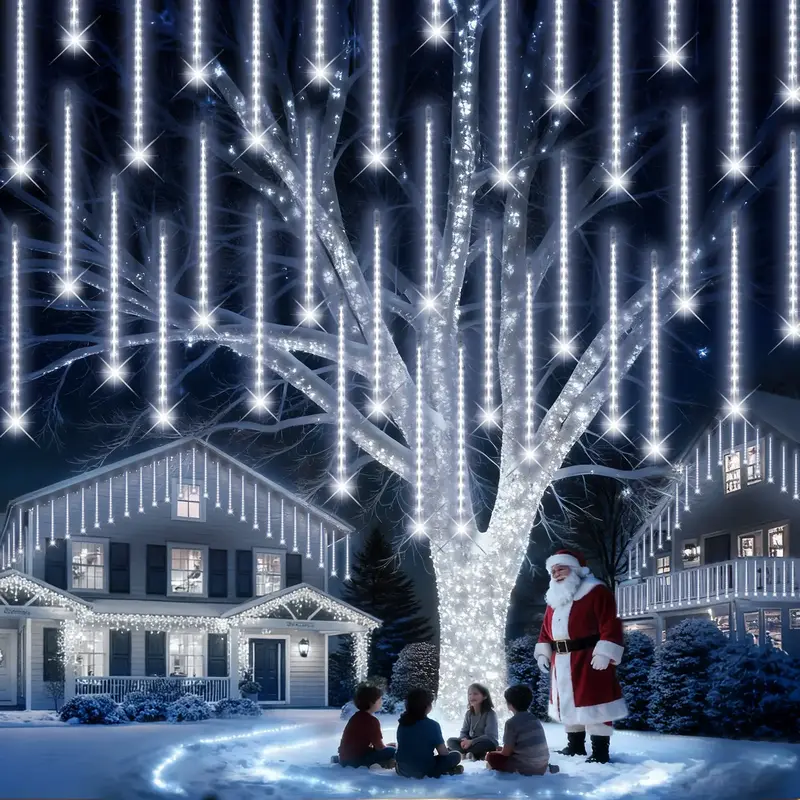 【New Arrives】PEMOTech Christmas Lights Outdoor, 15 inch 24 Tubes 960 LED Meteor Shower Lights Plug in Waterproof Falling ...