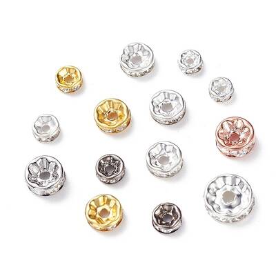 Brass Rhinestone Spacer Beads