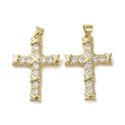 Brass Micro Pave Clear Cubic Zirconia Pendants