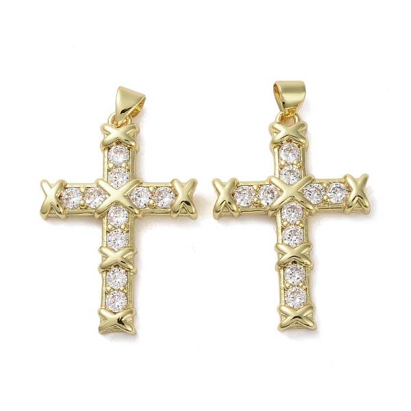 Brass Micro Pave Clear Cubic Zirconia Pendants