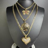 Cuban Chain with Variety of Pendants, 18 inches Long, 3 mm Wide, Featuring Heart, Tree, and Flower Designs
