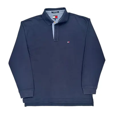 Tommy Hilfiger Long Sleeve Polo Shirt - XL Navy Cotton