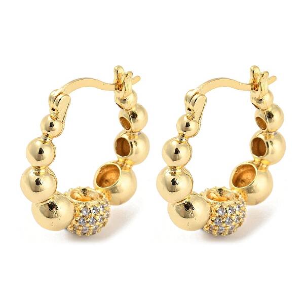 Brass Micro Pave Cubic Zirconia Hoop Earrings