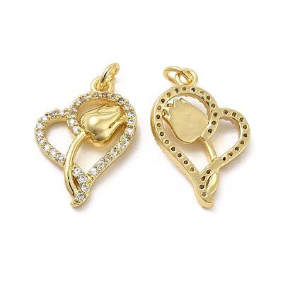 Brass Micro Pave Clear Cubic Zirconia Pendants