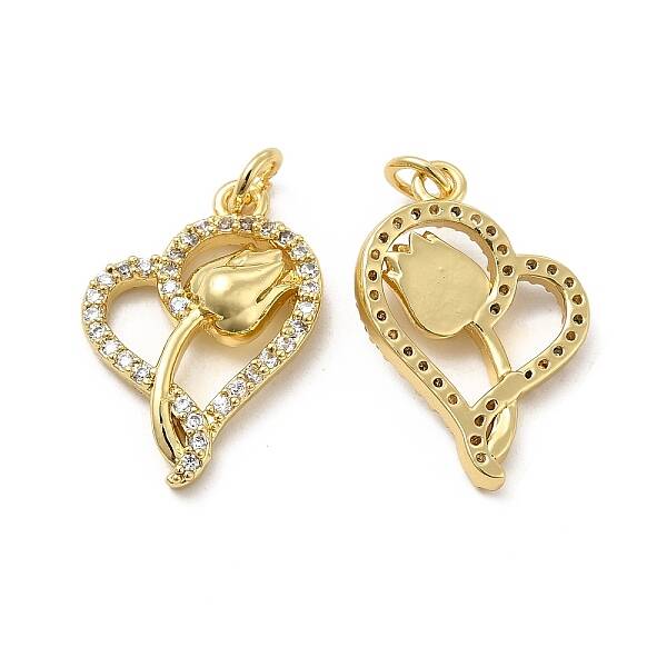 Brass Micro Pave Clear Cubic Zirconia Pendants