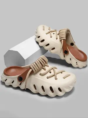 Unisex's Minimalist Casual Lace Up Clogs, Trendy Soft Non-slip Comfortable Clogs, Fashionable Shoes for Indoor & Outdoor Wear