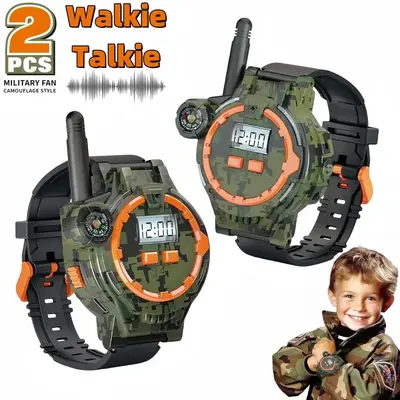 Cordless Walkie Talkie Toy, 2 Counts 200m Transmission Range Walkie Talkie with Flashlight & Compass, Durable Remote Out...