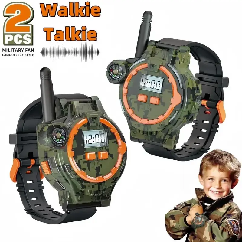 Cordless Walkie Talkie Toy, 2 Counts 200m Transmission Range Walkie Talkie with Flashlight & Compass, Durable Remote Out...