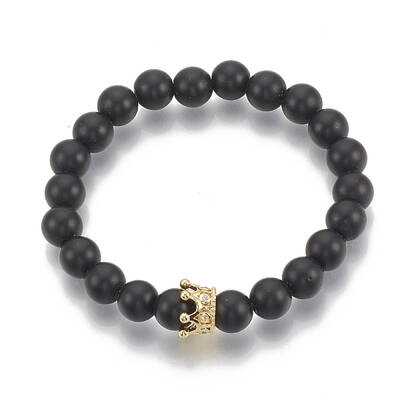 Synthetic Lava Rock Stretch Bracelets