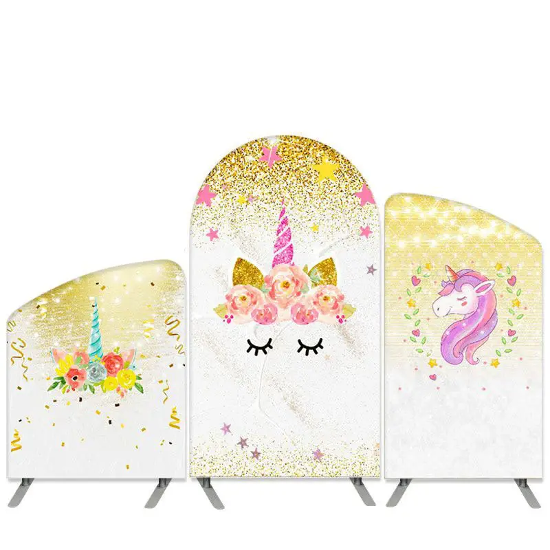Aperturee Unicorn Theme Gold Glitter Arch Backdrop Kit For Birthday | Circle Arch Backdrop Diy | Custom Chiara Arched Covers ...