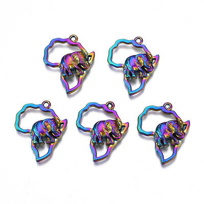 Rack Plating Rainbow Color Alloy Pendants