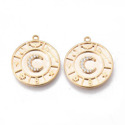 Brass Micro Pave Clear Cubic Zirconia Pendants