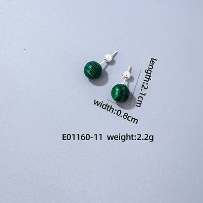 Handmade Fashion Natural Turquoise Stainless Steel Bead Earrings Accessories for Autumn/Winter