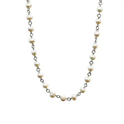 White Pearl Linked Necklace | Size: 18