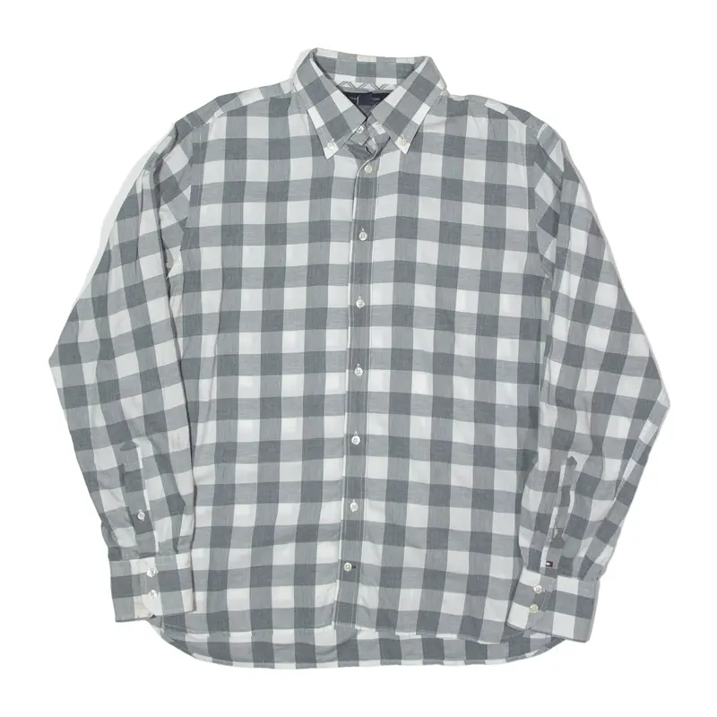 TOMMY HILFIGER Shirt Grey Check Long Sleeve Mens M