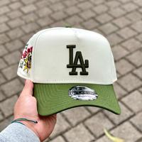 New Era 9FORTY LA Dodgers Cap – White & Olive Green Baseball Hat,unisex cap,men’s streetwear, cap for men, fitted cap for...