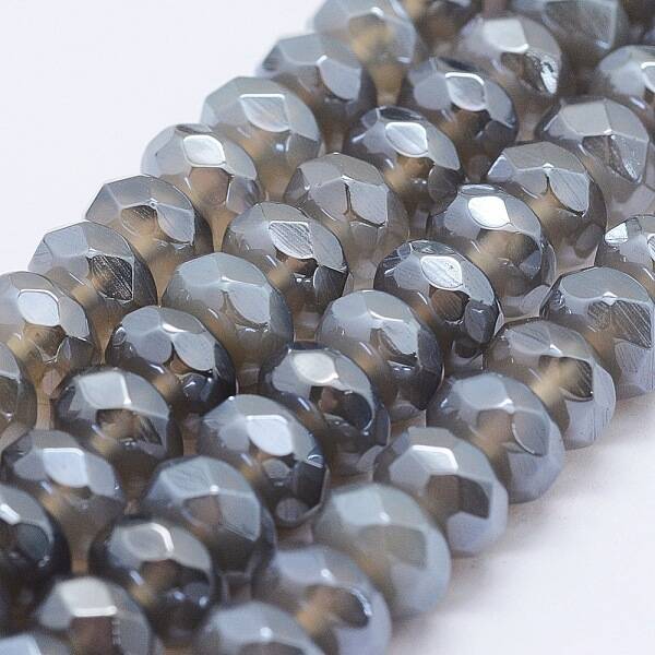 Electroplated Natural Agate Beads Strands