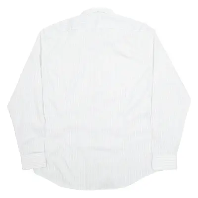 TOMMY HILFIGER Fitted Mens Shirt White Pinstripe Long Sleeve 2XL