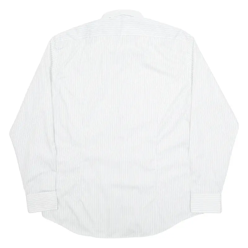 TOMMY HILFIGER Fitted Mens Shirt White Pinstripe Long Sleeve 2XL