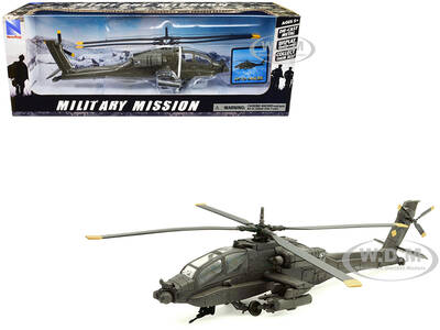 Boeing AH-64 Apache Attack Helicopter Olive Drab United States Army Military Mission Series 1/55 Diecast Model by New Ray