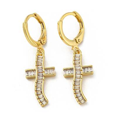 Real 18K Gold Plated Brass Dangle Leverback Earrings