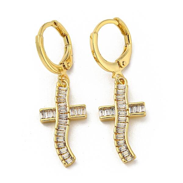 Real 18K Gold Plated Brass Dangle Leverback Earrings