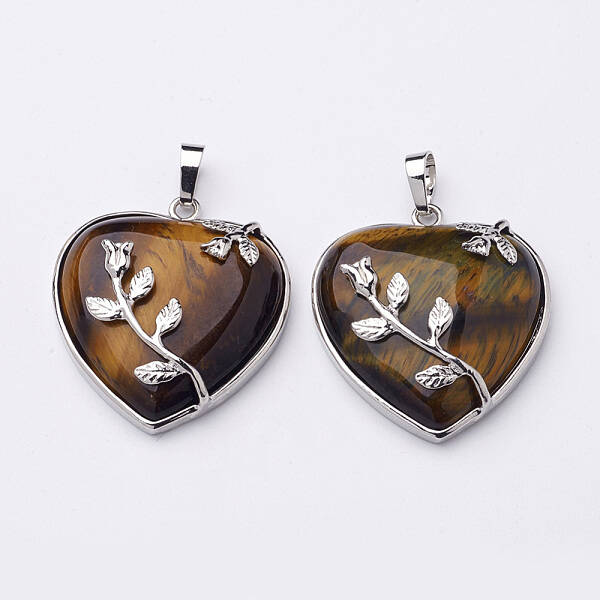 Heart Natural Tiger Eye Pendants