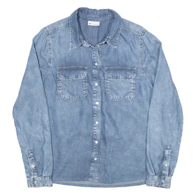 STREET ONE Womens Denim Shirt Blue Long Sleeve UK 10