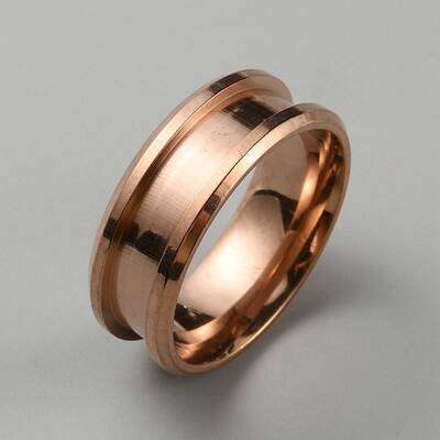 304 Stainless Steel Grooved Finger Ring Settings