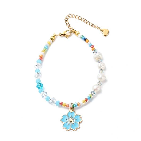 Alloy Enamel Sakura Charm Bracelet