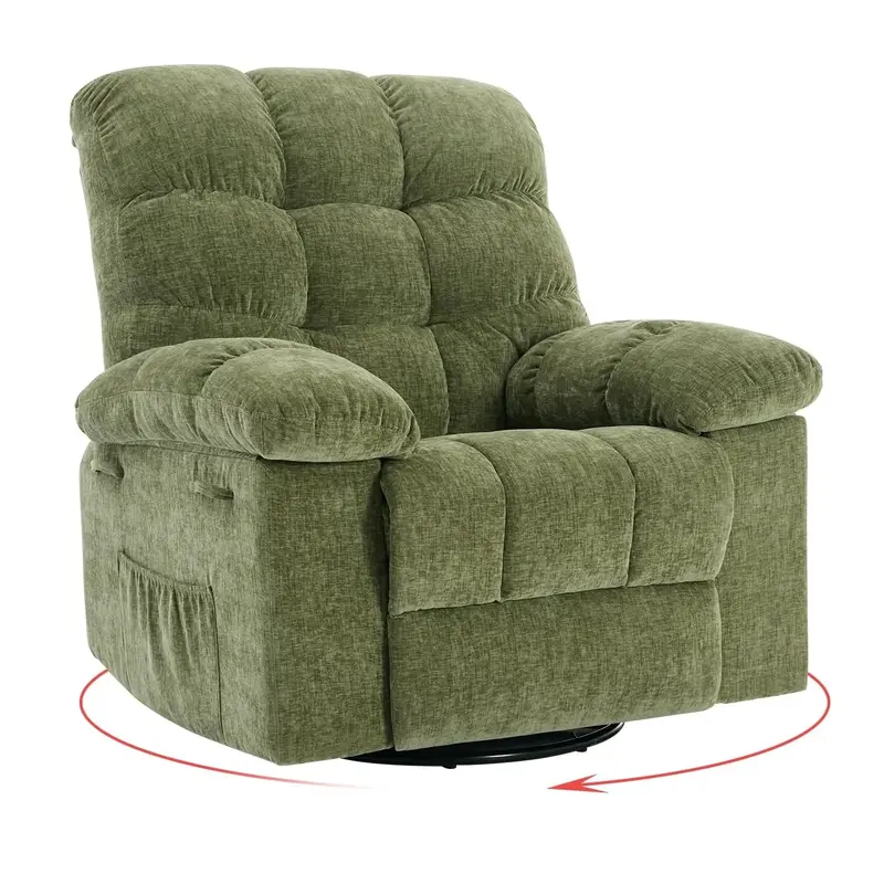 Garvee Rocking Recliner Chair, 360° Swivel Rocker Chair for Living Room, Upholstered Fabric Nursery Chair with Side Pockets ...