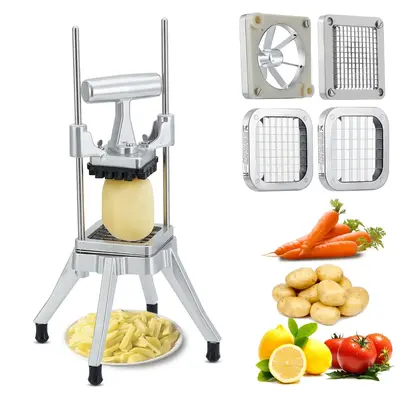 Garvee Commercial Vegetable Fruit Chopper with 4 Stainless Steel Blades (1/4, 3/8, 1/2 & 6-Wedge Slicer), Heavy Duty Frenc...