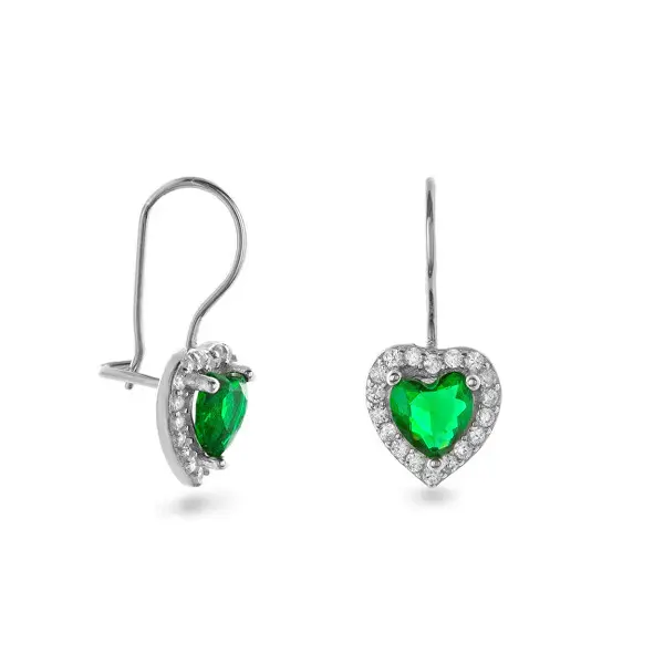 Again Jewelry Orecchini Pendenti In Argento Cuore Con Zirconi Ajns0048