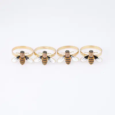 Elegant Bee Napkin Ring - Set of 4