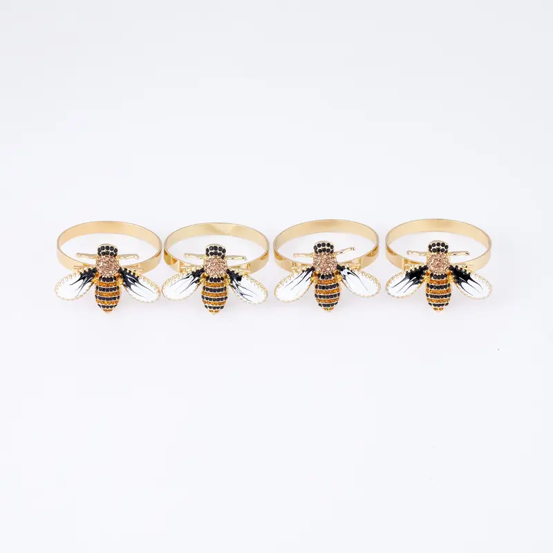 Elegant Bee Napkin Ring - Set of 4