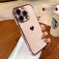 Electroplated Heart 16 Pro Phone Case iP15 Pro Max New Full Cover Case 14 13 12 Protector Screen Protector Protective Cellpho...