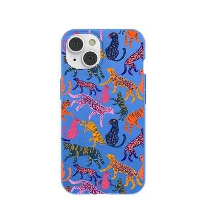 Electric Blue Jungle Cat iPhone 14/16e Case