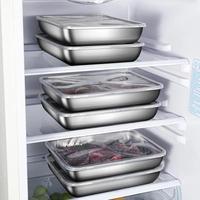 Metal Food Storage Box with Lid, 6 Counts/set Durable Food Storage Container, Stainless Steel Rectangular Kitchen Storage Bo...