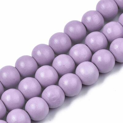Painted Natural Wood Beads Strands