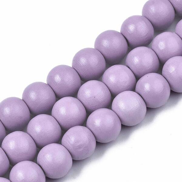 Painted Natural Wood Beads Strands
