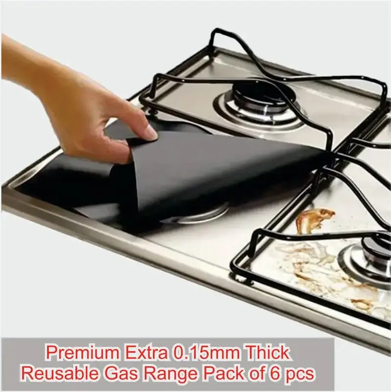 6 Pcs Stovetop Burner Protector, Non Stick Reusable, Easy to Use Liner Cover for Kitchen Stove Oil Utensils